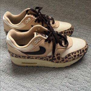 Nike Women's Leopard Print Sneakers - Beige and Black